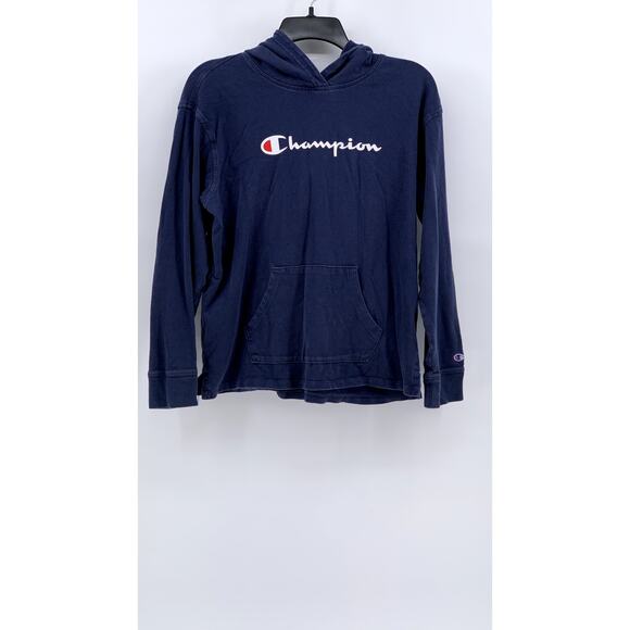 Champion Tops - CHAMPION Women's Washed Navy Script Logo Hoodie SZ S
